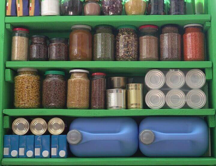 Shelves Packed With Emergency Food