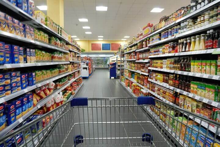 Shopping Cart in Supermarket Isle