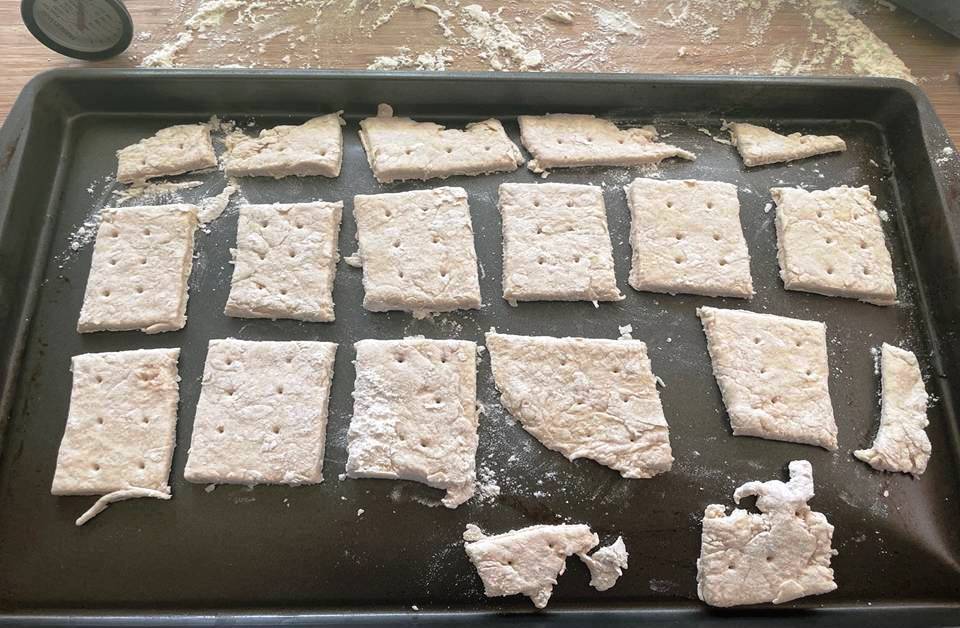HARDTACK ON BAKING SHEET