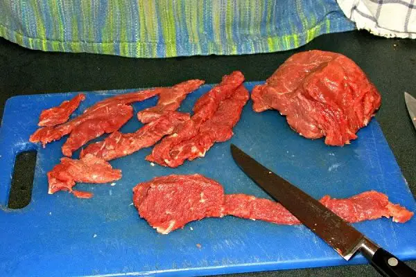 Jerky meat trimmed cut thinly