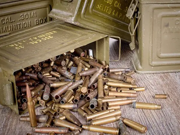 Ammunition Pouring Out Of Containers