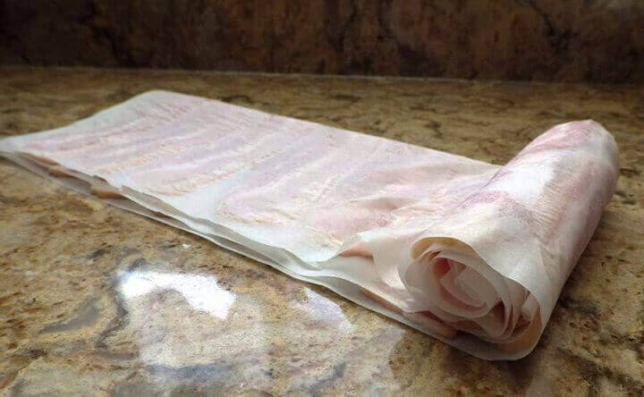 Beginning of Raw Bacon Rollup