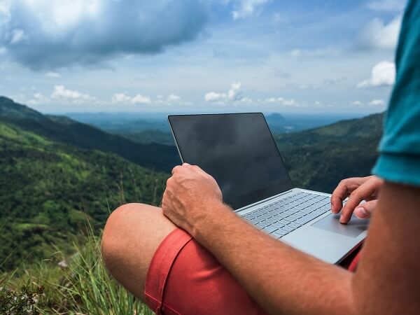 Blogging Outside With Laptop