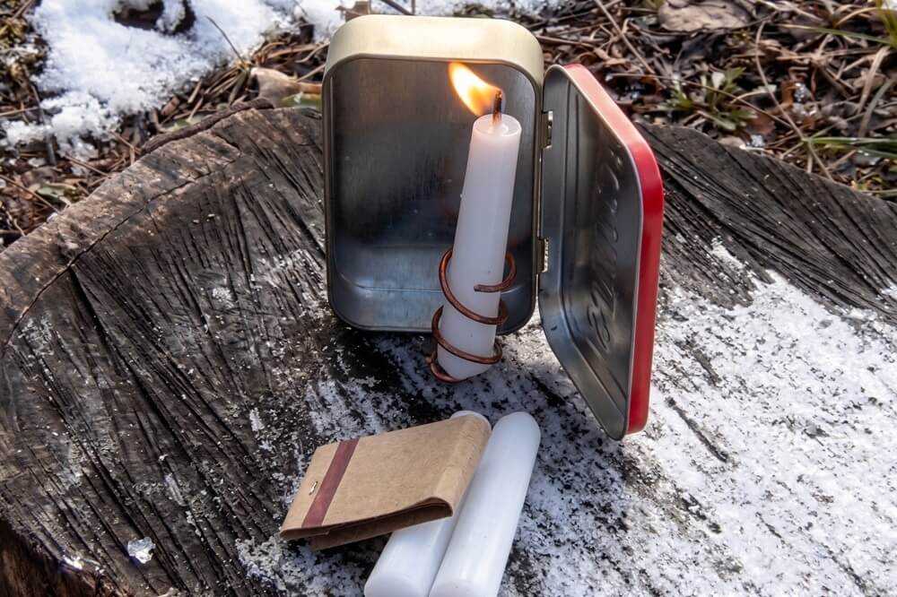 Burning Candle in Tin