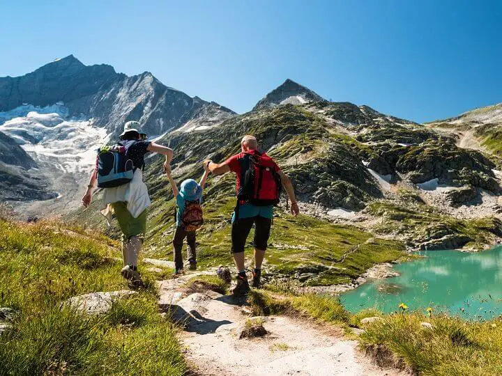 Child Hiking With Parents