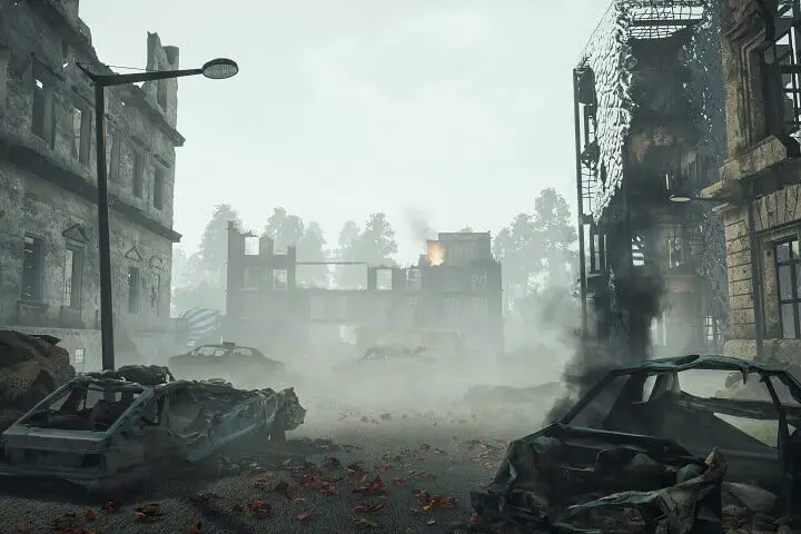 City In Ruins After Apocalypse