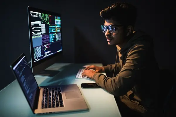 Cyber Terrorist Hacking Computers