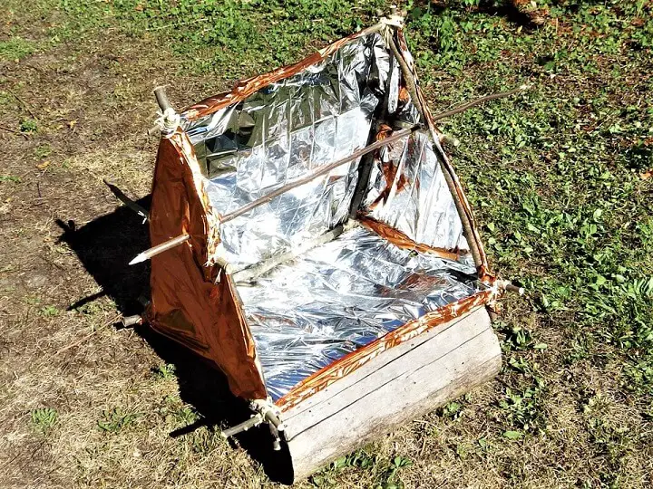 DIY Solar Reflector Oven With Spit Installed