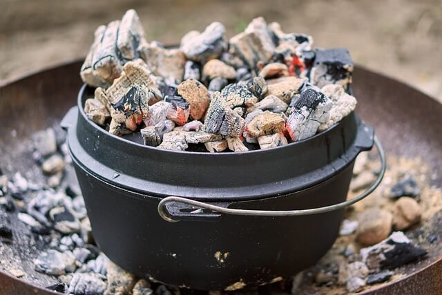 Dutch Oven Topped With Coals
