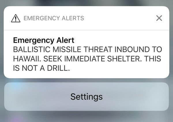 Emergency Alert Text in Hawaii