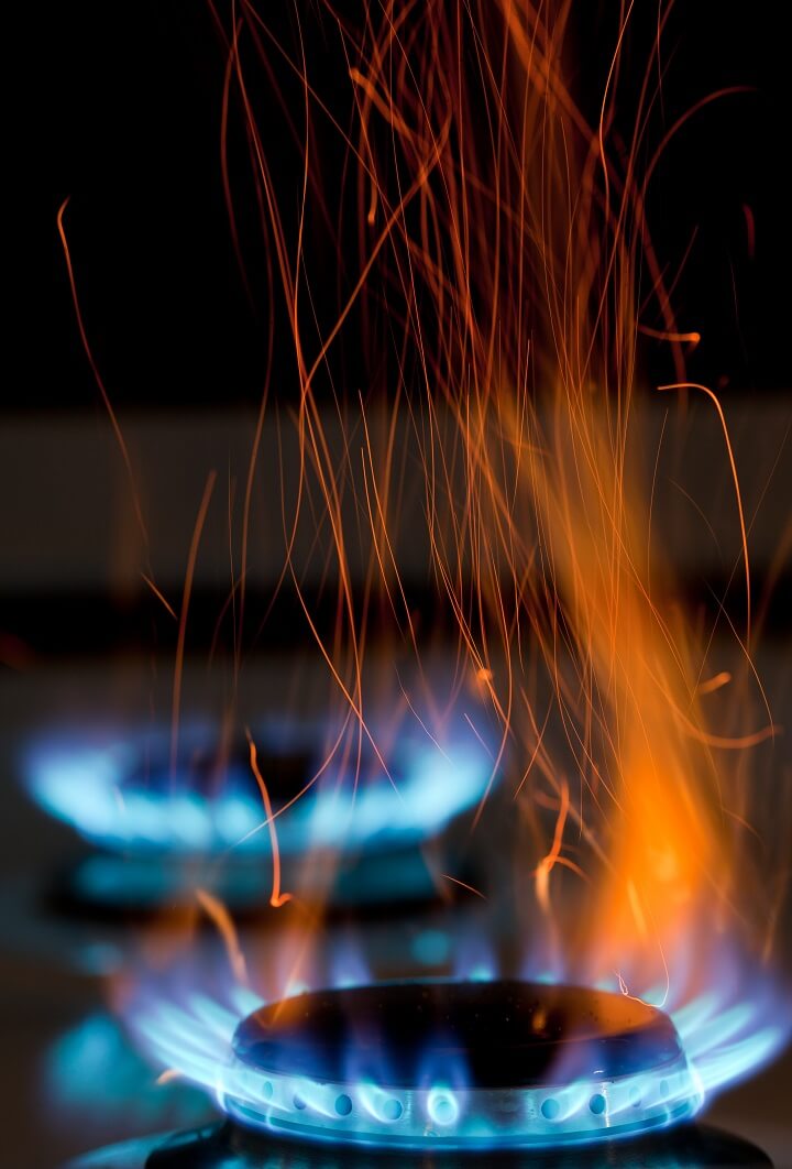 Flames Over Gas Stove