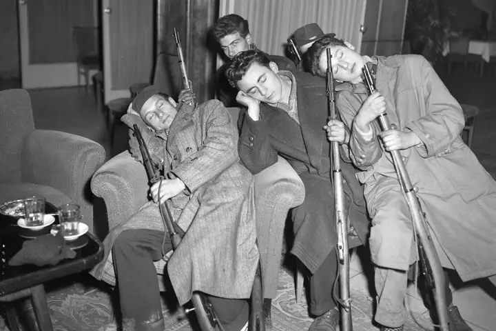 French Resistance Fighters Sleeping With Rifles