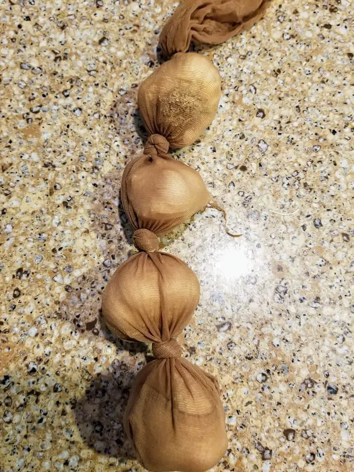 Garlic Stored In Pantyhose