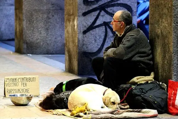 Homeless Man And Dog
