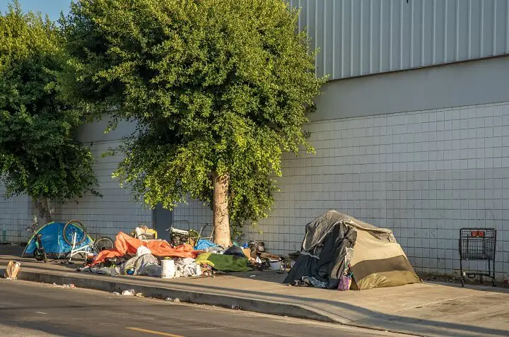 Homeless Tents On City Street