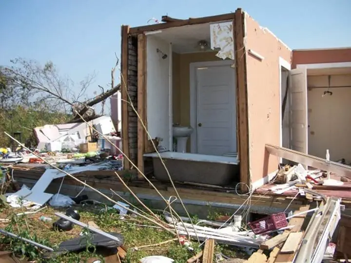 House Destroyed Except Bathroom