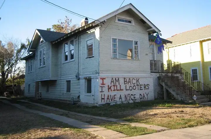 House With Warning Message for Looters