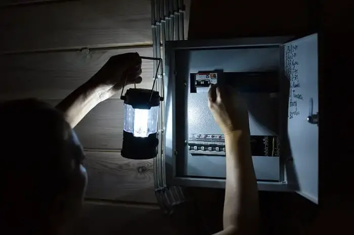 Looking at Breaker Box with Lantern