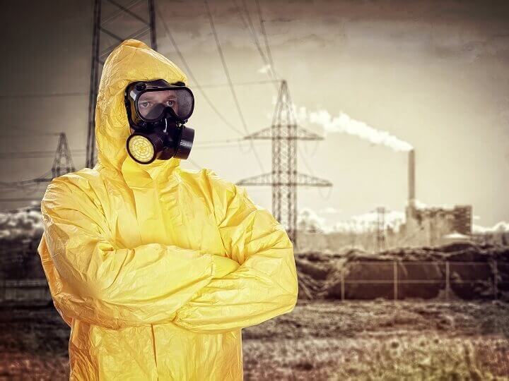 Man in Chemical Hazmat Suit