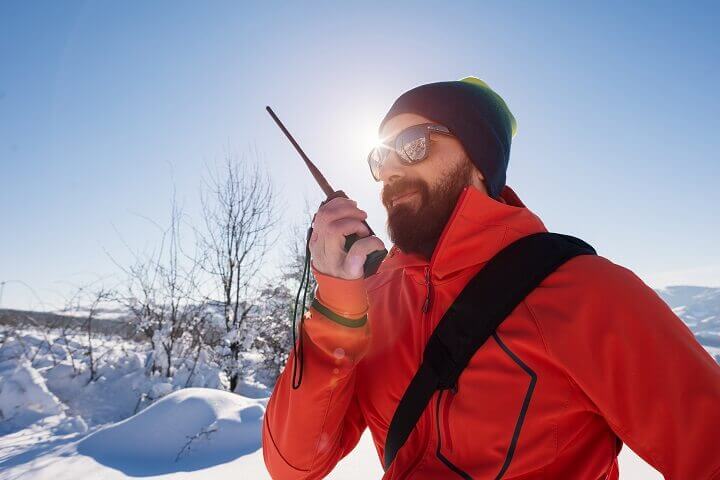 Man Using Satellite Phone Outdoors