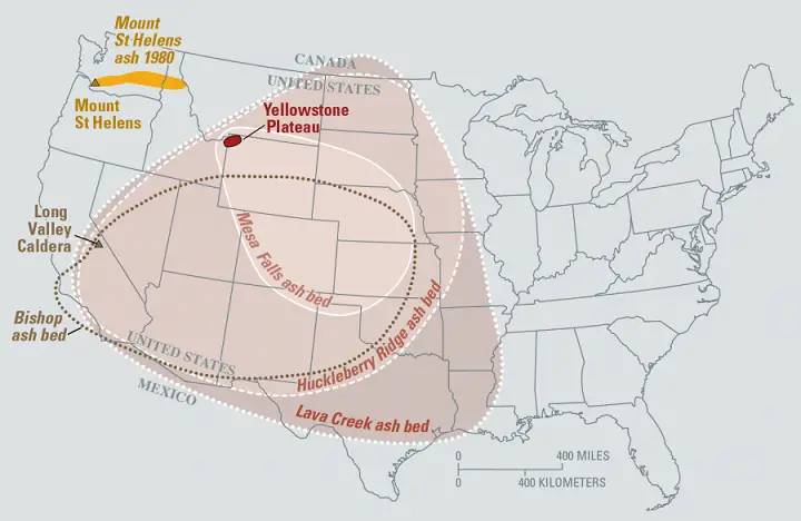 Map of United States if Yellowstone Volcano Erupts