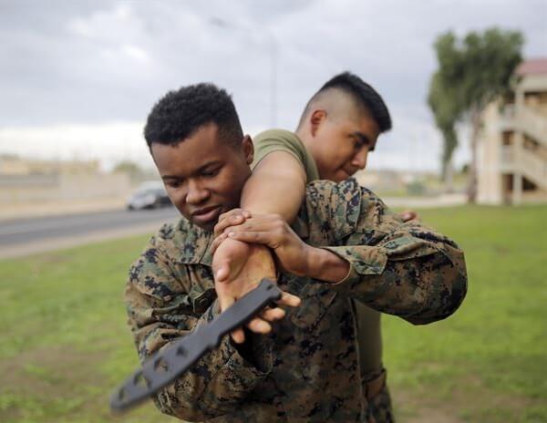 Marines Training With Knife