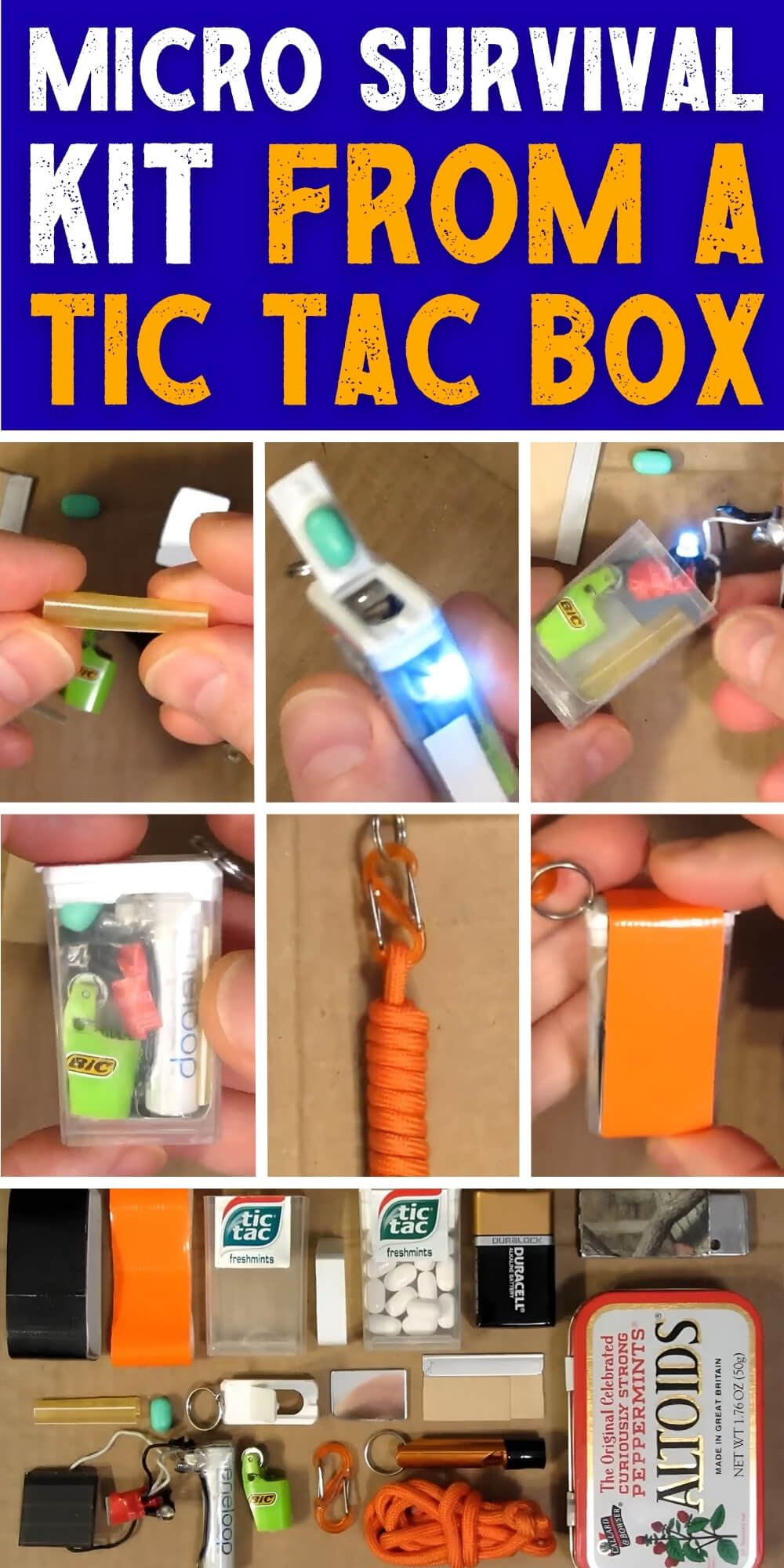 Tap Rvivial Kit Micro Survival Kit from a Tic Tac Box