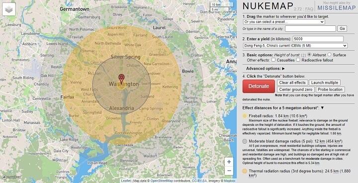 Nuke Map Over Washington DC