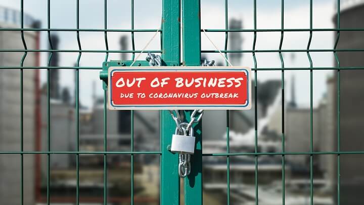 Out Of Business Coronavirus Sign
