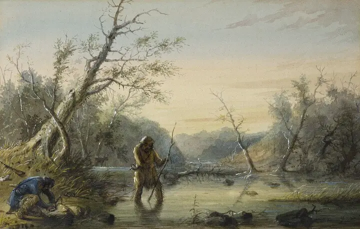 Painting Of Frontiersman Fishing