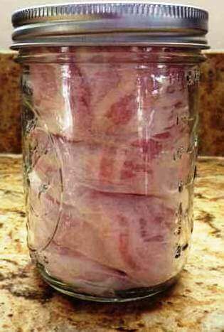 Raw Bacon in Canning Jar