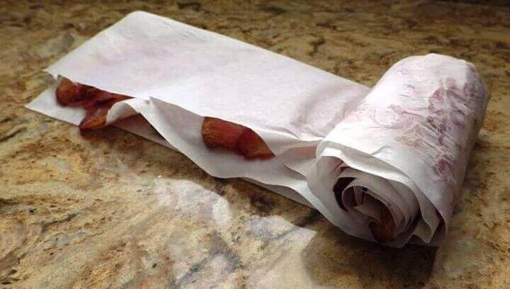 Rolling Up The Cooked Bacon