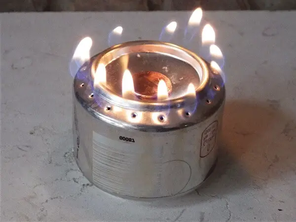 Soda Can Jet Burner At Peak With Penny
