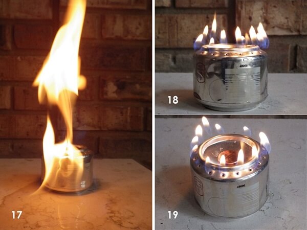 Soda Can Jet Burner Lighting Process