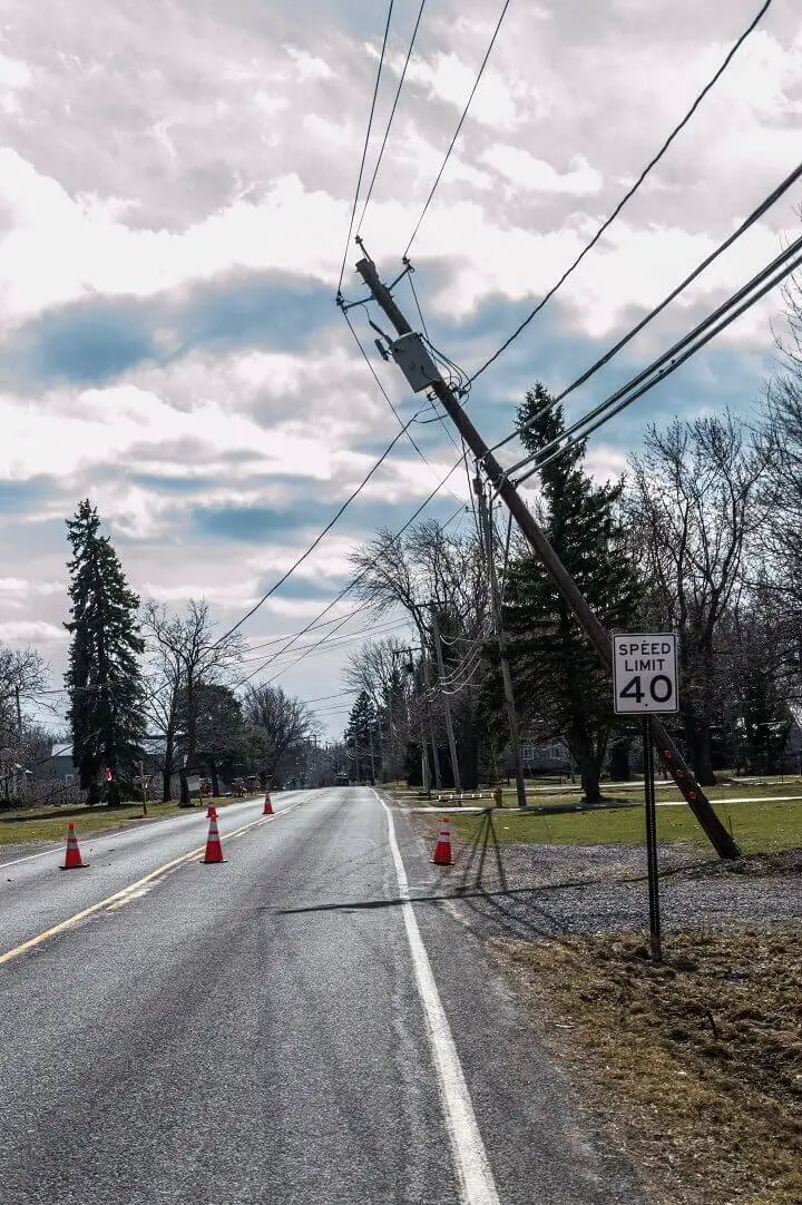 Storm Damage to Electric Pole