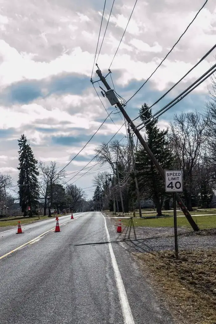 Storm Damage to Electric Pole