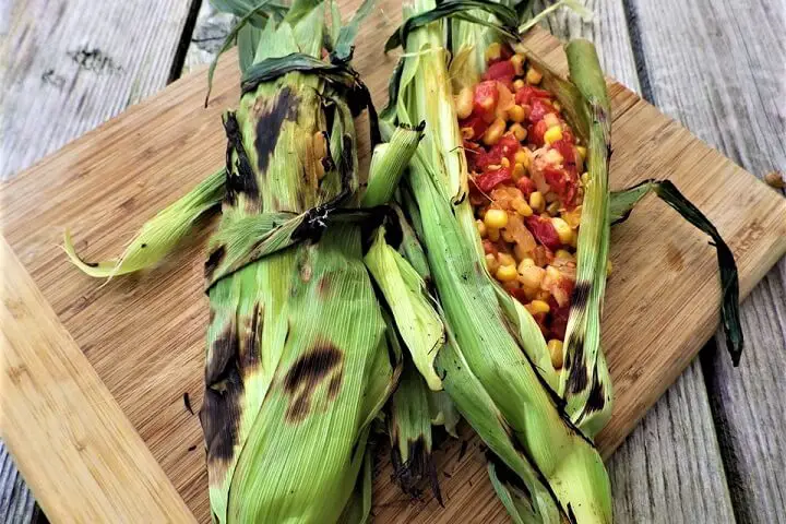 Stuffed Corn Husks After Grilling