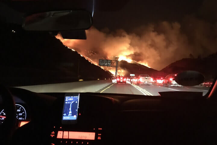 Wildfire Along The Freeway