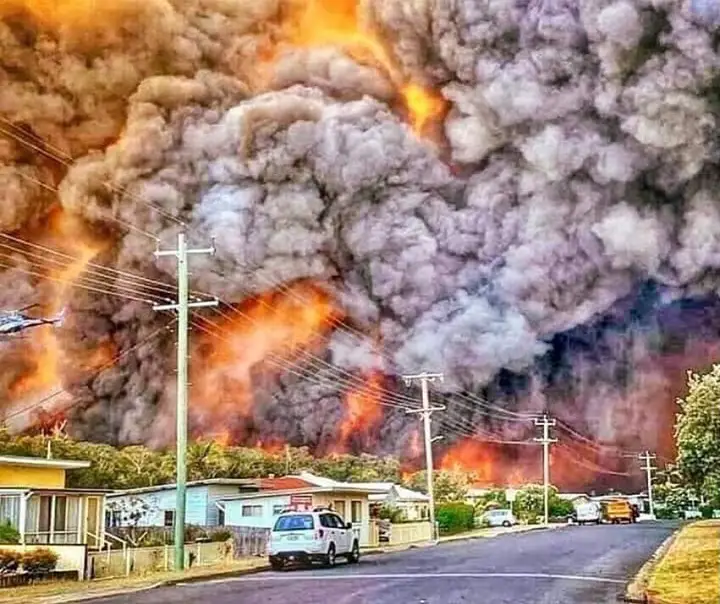 Wildfires and Smoke Over Neighborhood
